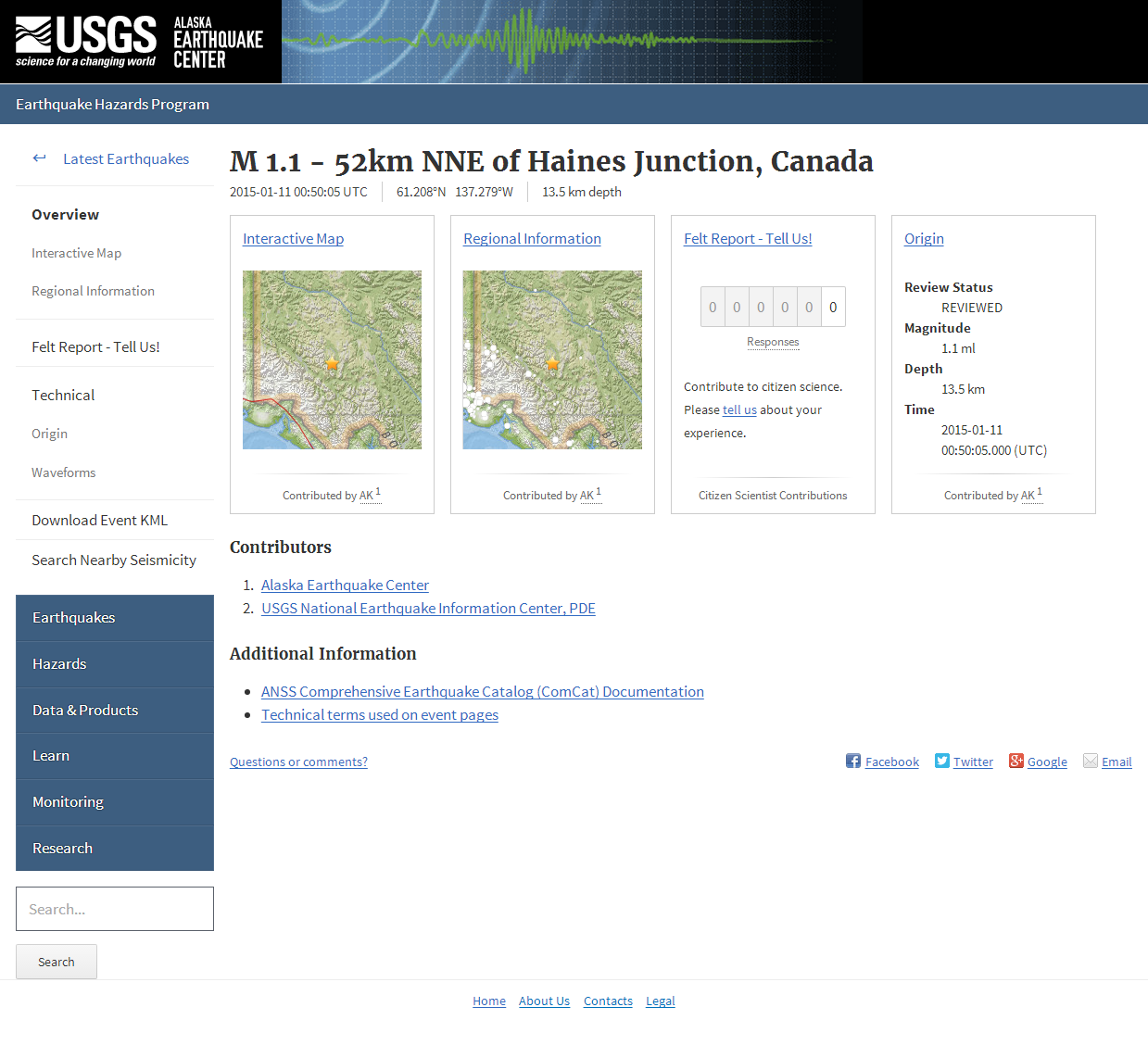 M 1.1 - 52km NNE of Haines Junction, Canada.png