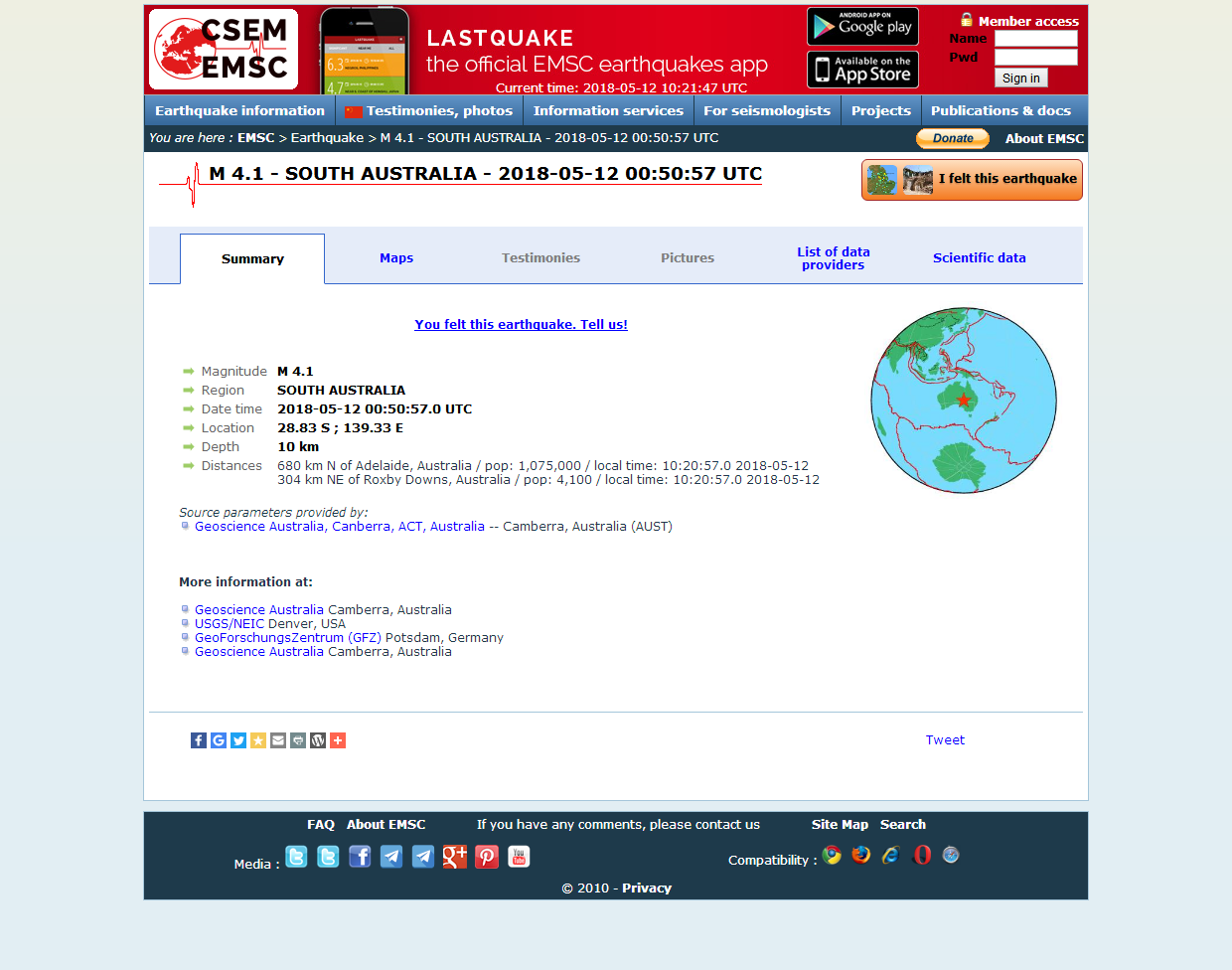 Earthquake - Magnitude 4.1 - SOUTH AUSTRALIA.png